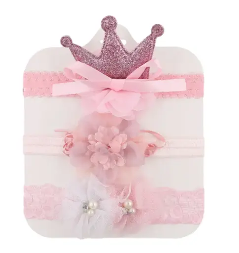 Baby Headband Crown 3PK - Pink