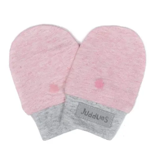Juddlies -Organic Raglan Scratch Mitts 0-3M - Pink