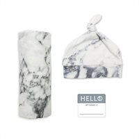 Lulujo Hello World Blanket & Knotted - Hat Marble