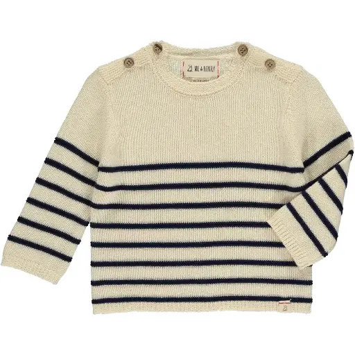 ME & Henry BRETON Baby Sweater HB880a SS25 Cream/navy Stripe
