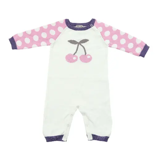 Silkberry Baby Sweater Romper (Orchid Dot Cherry) - JM