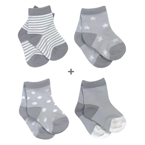 Perlimpinpin Baby Socks - Grey (Pack Of 4 Pairs) 