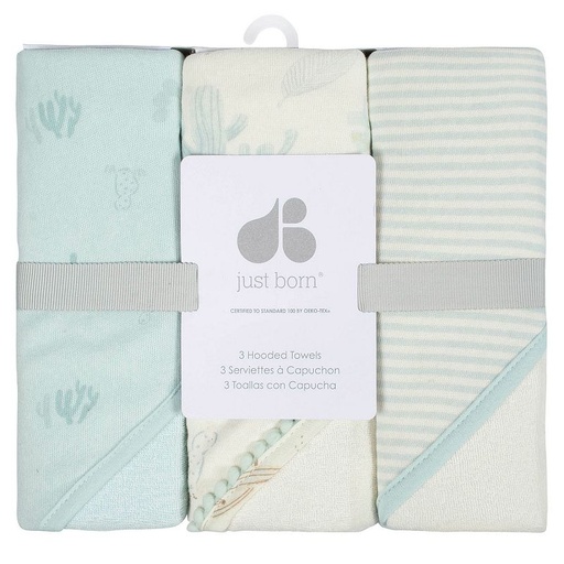 Just Born 3-Pack Hooded Towels - Blue