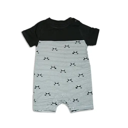 Silkberry Baby Bamboo Short Sleeve Romper (Peek a boo Panda)