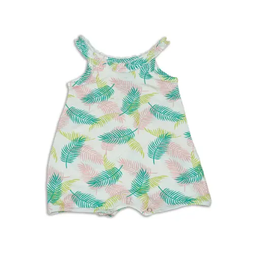 Silkberry Baby Bamboo Ruffle Romper (Tropical Palm Print)