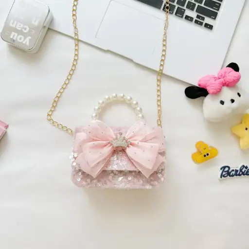 Crossbody Purse - Pink With Crown 2818