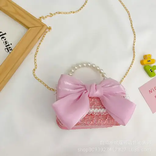 Crossbody Purse With Bow - Pink 2848