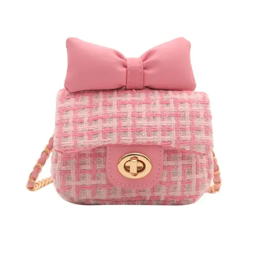 Crossbody Purse With Bow Lattice 1846 - Pink