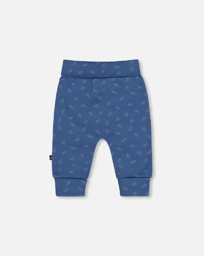 Deux Par Deux Pant 053 - Navy Leaves