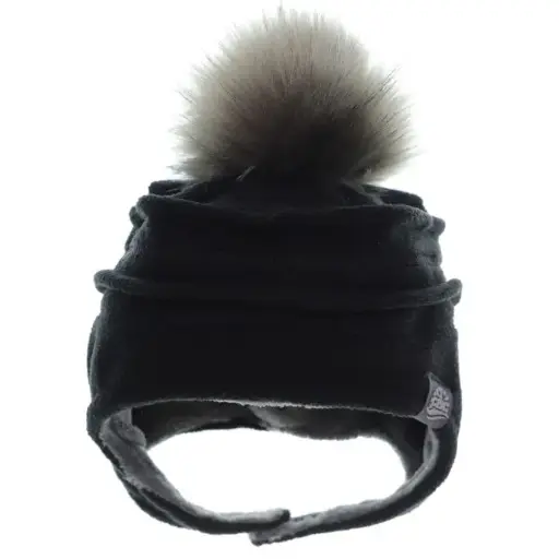 Calikids Fleece Hat With Removable Pompom W2215 - Black