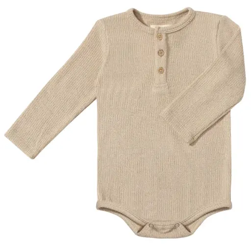 Me & Henry Aynor Henley Onesie HB1603a - Beige