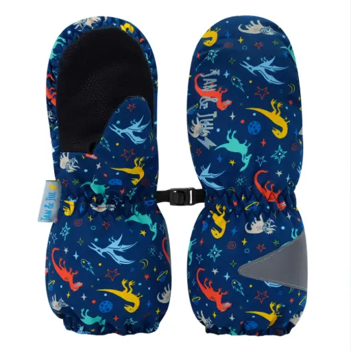 Jan & Jul Cozy-Dry Waterproof Rain Mittens - Space Dinos