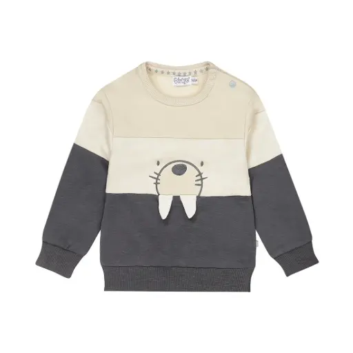 Dirkje Boys' Sweater Pebble Off-white Navy Walrus