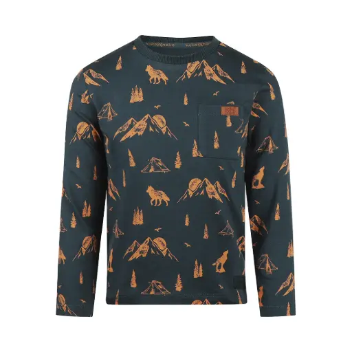 Koko Noko Boys‘ Long-sleeved Top Steel Blue Camel Print