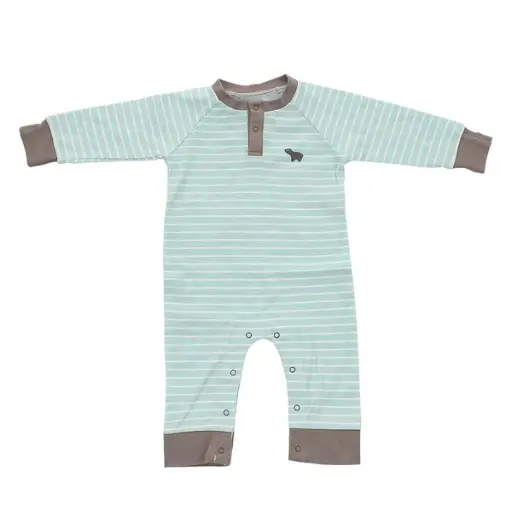 Silkberry Baby Organic Cotton Long Sleeve Romper 8004  (Arctic Blue)