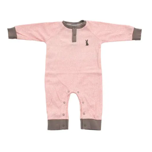 Silkberry Baby Organic Cotton Long Sleeve Romper 8004 (Blush dot)
