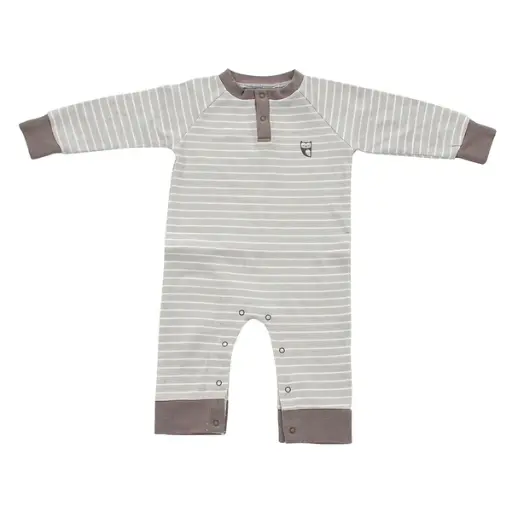 Silkberry Baby Organic Cotton Long Sleeve Romper 8004 (Silver cloud stripe)