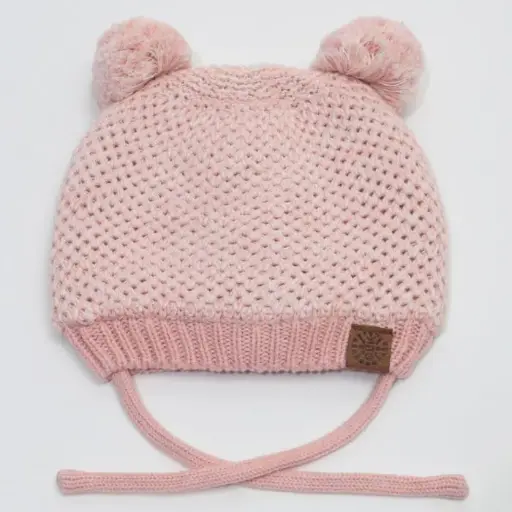 Calikids Knit Double Pompom Hat W2100 - Pink Mix
