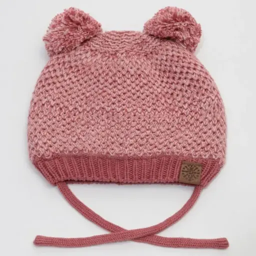 Calikids Knit Double Pompom Hat W2100 - Brick Mix