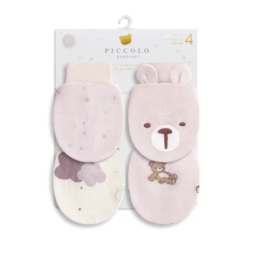 Piccolo 4PR Anti-Scratch Mittens - Pink