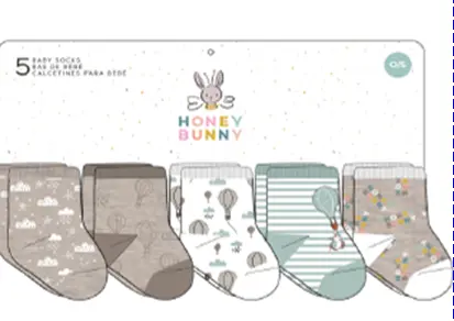 Honey Bunny Piccolo - 5 Pairs Socks - Beige 0-12M