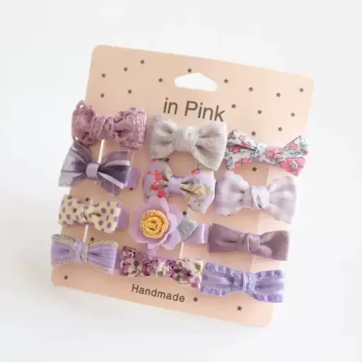 In Pink Hair Clip Handmade 12pc - Purple
