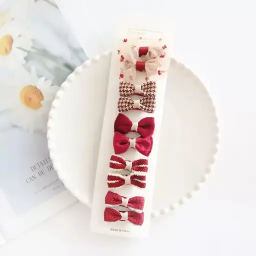 In Pink Hair Clip Handmade 10pc - Red