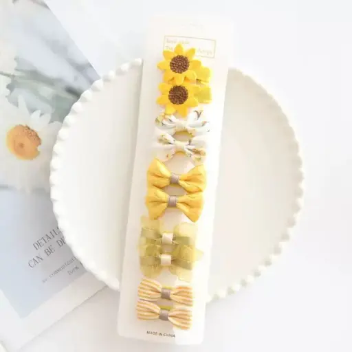 In Pink Hair Clip Handmade 10pc - Yellow