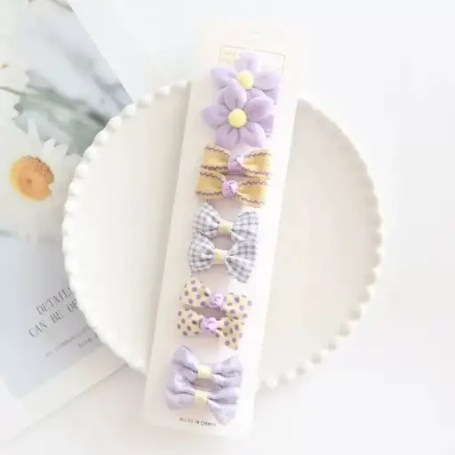 In Pink Hair Clip Handmade 10pc - Purple