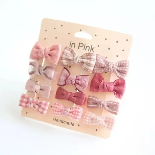 In Pink Hair Clip Handmade 12pc - Pink