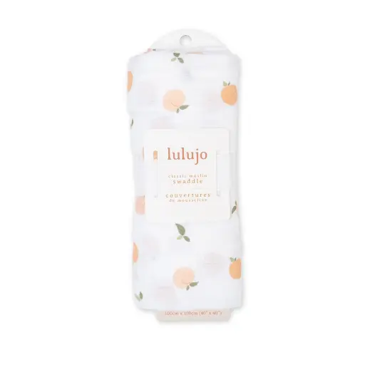 Lulujo Cotton Muslin Swaddle Blanket 0M+ 40x40 Peaches