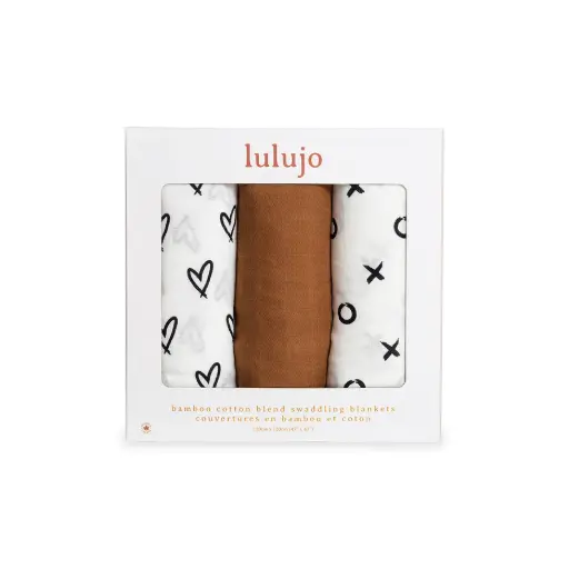 Lulujo Baby 3 Pack Bamboo Muslin Swaddle Blanket - Neutral