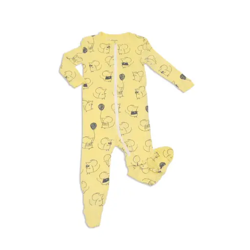 Silkberry Baby Bamboo Zip-up Footed Sleeper WF4102 Mouse Print (Banana)