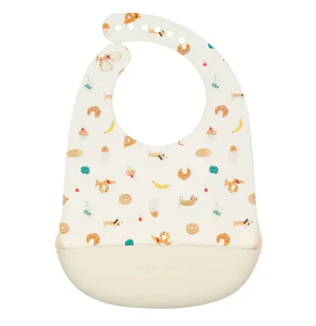 Loulou Lollipop Silicone Bib - French Breakfast