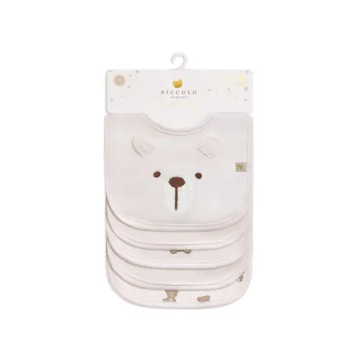 Piccolo 5 Milk Bib 3 Embroidered & 2 All Over Printed - Pink